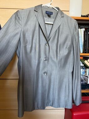 Ann Taylor Gray Pinstripe Blazer